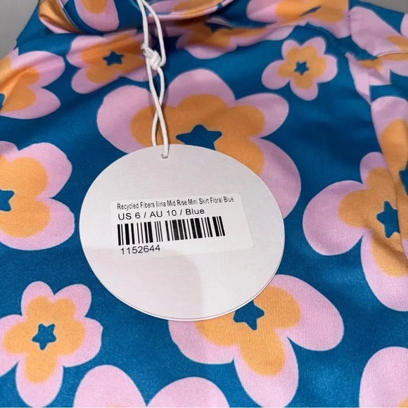 Ilina Mid Rise Mini Skirt Floral Blue Size US 6 - Picture 3 of 5